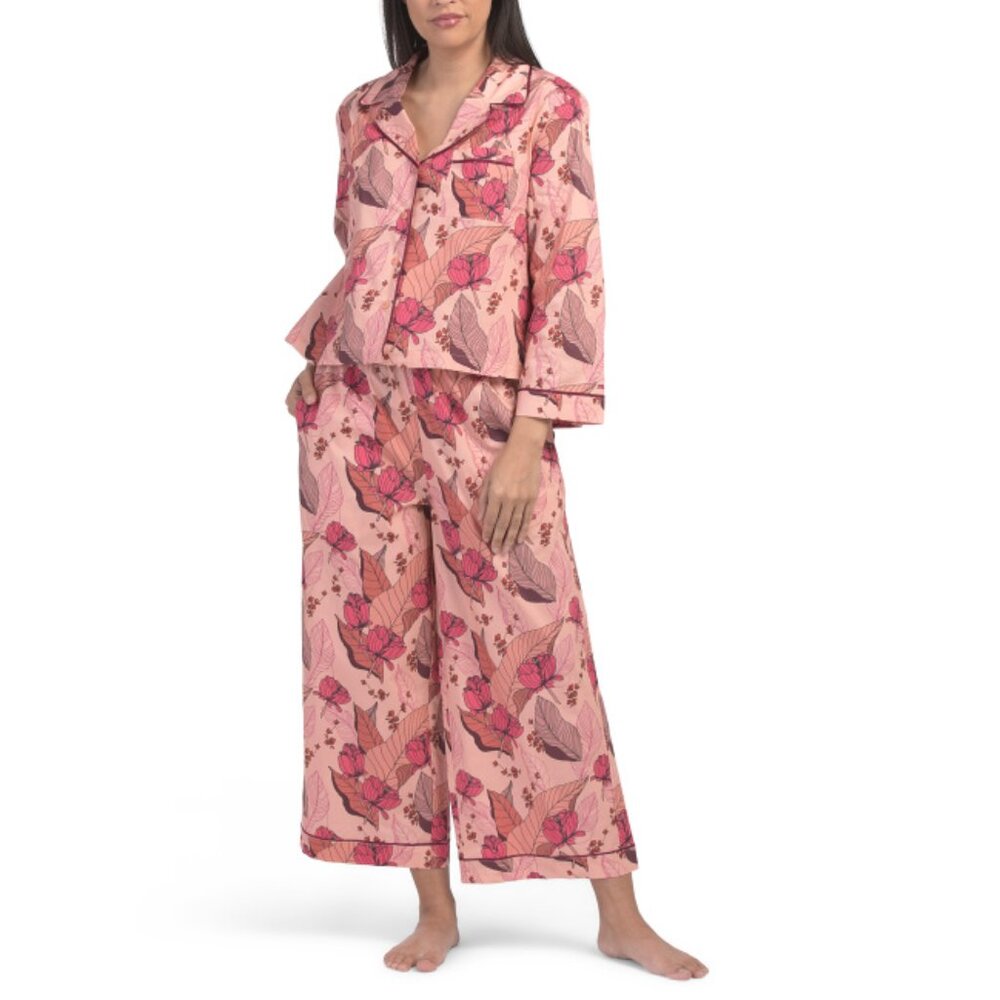 MER-SEA Pink 2pc Over The Moon Rosewood Pajama Set